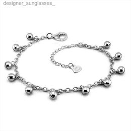 Anklets Delicate Women 925 Sterling Silver Ankle Bracelets For Girls Cute Bell Chain Beach Anklet Bracelet Boho Adjustable Size AnkletL231004