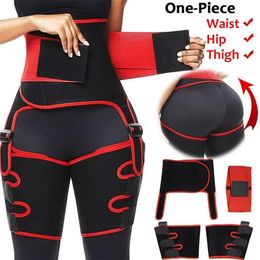 3 in 1 Women High Waist Thigh Trimmer Neoprene Sweat Shapewear Slimming Leg Body Shapers Adjustable Waist Trainer Slimming Belt LJ273E