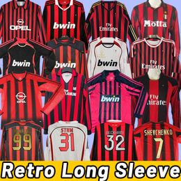 Retro Soccer Jerseys Ronaldinho Beckham Maldini Pato Seedorf Inzaghi IBRAHIMOVIC Pirlo Vintage Long Sleeve 06 07 08 09 10 14 15 99 00 88 89