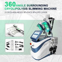 Latest Arrival 6 Handles Fat Removal Body contouring Laser Plates + Cryo + Cavitation Multifunction Double Chin Remove Machine with RF for Skin Tightening