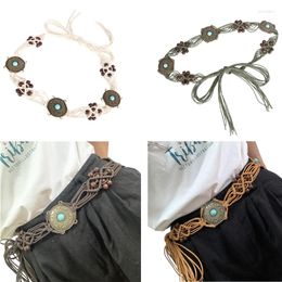 Belts L93F Women Bohemian Belt With Beads Decors Handmade Waist For Ladies Dress