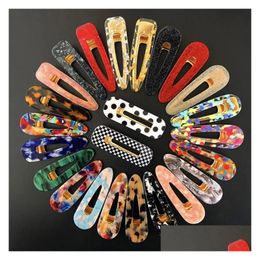 Party Favour Designer Acetic Acid Hair Clips Acrylic Resin Side Clip Water Drop 38 Colours Big Marble Pattern Barrettes M57 Delivery Hom Dhwql