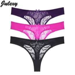 Julexy transparent thongs Hollow out panties for women solid sexy lace underwear women lingerie S M L XL G string275M