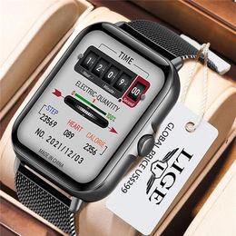 LIGE Bluetooth Answer Call Smart Watch Men Full Touch Dial Call Fitness Tracker IP67 Waterproof smartwatch For Men Women box 220412950