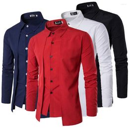 Men's Dress Shirts Mens Casual Office Personality Slim Fit Lapel Long Sleeve Party Button