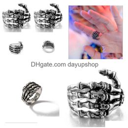 Cluster Rings Retro Skl Ring Mens Dark Punk Eagle Hand Bone Men Rock Party Jewelryparty Anniversary Gift Accessories Drop Delivery Jew Dhlcc