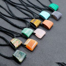 Pendant Necklaces Natural Agate Crystal Fan Axe With Large Hole And Thick Rope Diy Design Handmade Necklace Original Nationa Dhgarden Dhbi9