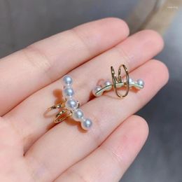 Backs Earrings SMILE Real 18K Gold Freshwater Pearl Ear Clip Au750 Premium Mini Temperament Women's Boutique Jewellery E226