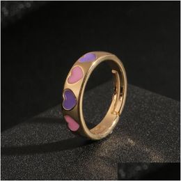 Rings 8 Colours Fashion Jewellery Enamel Love Ring Small Fresh Engagement Party Friend Gift Drop Delivery Dhbur