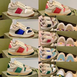 Kids Shoes Boys Girls Babys Designer Sneakers children Women Men Dirty Leather Shoes Blue Red Web Stripe Trainer Lace Up Canvas Flats Vintage Classic Runner