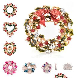 Pins Brooches Flower Garland Brooch Crystal Rhinestone Dress Jewelry Accessories For Women Girls Party Drop Delivery Dht5B