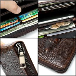 Brieftaschen Herren Leder Brieftasche Männliche Echte Geldbörse Für Männer Vintage Clutch Bag Croco Designer Kartenhalter Geld 123