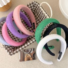 Gentle Korean Style Womans Hairbands Girl Sweet Plush Sponge Headband Hair Hoop Fashion Simple Solid Colour Hair Accessory