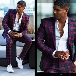 Men's Suits & Blazers Tailor Made England Style Plaid Suit For Men 2 Piece Casual Blazer Male Specially Designed Latest Cloth272e