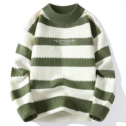 Men's Sweaters Autumn Winter High End Mens Striped Turtleneck Sweater Fashion Men Youth Style Casual Warm Comfortable Knitted Pullover Tops