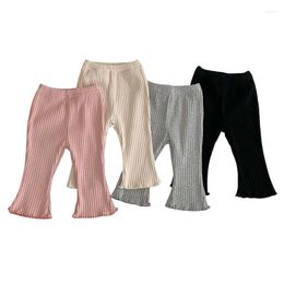 Trousers Spring Fall Baby Flare Pants Solid Color Girls Leggings Elastic Waist Kids Korean Cotton Infant Pant Toddler Outfit