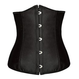 Goth Satin Black Corsets Sexy Lingerie Women Steel Waist Training Underbust Bustiers Plus Size Corselets Top 8192299u