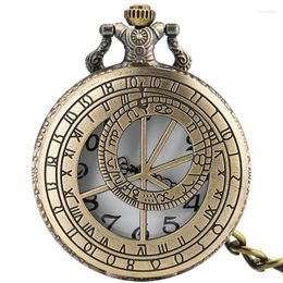 Pocket Watches Vintage Quartz Watch With Astronomical Compass Pendant & Necklace Chain Clocks