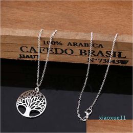 Bracelet Earrings Necklace Sier Plated Living Tree Of Life Pendant Fit 18Inch O Chain Or Ring For Women Girl Jewery Set Drop Delivery Dhxzp