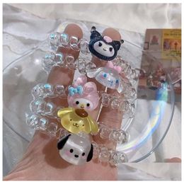 Hair Accessories Kuromi Style Telephone Wire Cord Gum Tie Girls Transparent Elastic Band Ring Rope Bracelet Stretchy Scrunchy Drop Del Dhfjp