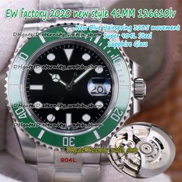 eternity 2020 EWF 41mm Blue Hairspring 904L Steel Strap A3235 Automatic Green Ceramics Bezel Black Dial 126610 Mens Watch Sport Wa319G