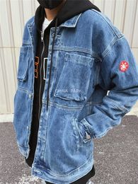 Men's Jackets Harajuku Korean CAVEMPT Men Women Heavy Washed Blue Denim Fashion Coat High Quality Clothes 9xl