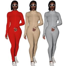 Womens Jumpsuit Overall Streetwear White Knitted Sexy Bodycon Lucky Label Women 2021 Long Sleeve Skinny Rompers2323