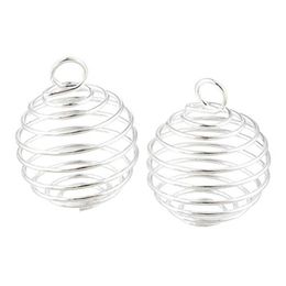 100Pcs DIY Silver Spiral Bead Cages Pendants Jewellery Findings Handmade Components Jewellery Making Charms 15X14MM 25X20MM 30X25MM207O