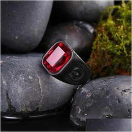 Cluster Rings Mens Classic Fashion Red And Black Dragon Party Prom Wild Pattern Ring Drop Delivery Jewellery Dhnxk
