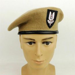 Berets UK British SAS Army SPECIAL Regiment KHAKI Wool Beret Hat Cap Store218M