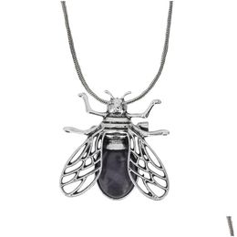 Pendant Necklaces Natural Crystals Healing Stones Fashion Fly Animal Necklace For Women Men Accessories Wholesale Drop Delivery Jewelr Dh7P3