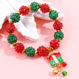 New New Year Bracelet for Children's Girls Christmas Handmade Xmas Crystal Bead Bangle Kids Fashion Jewelry Accessories