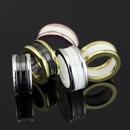 fashion Jewellery 316L titanium steel plated high quality narrow version of the ring ceramic ring gold plated version real black and271j