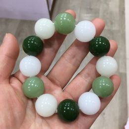 Multicolour Natural Bracelet Jadeite Jewellery 18mm Round Beads Bracelet Fashion Amulet Gifts 92/5000