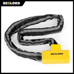 Bike Locks BEELORD Bike Chain Lock 6mm/8mm Thickness Security Reflective Heavy Duty Anti-Theft Bicycle Lock for Door Scooter Motorcycle 231005