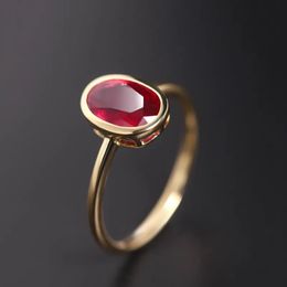 Wedding Rings Classic Oval Ruby For Women Elegant Light Luxury Simple Opening Adjustable Engagement Silver Jewellery Gift 231005