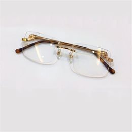 Rimless Eyeglasses Frame Gold Havana Clear Lens Glasses Men Sunglasses Frames with Box308r