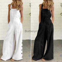 Women's Jumpsuits Rompers Women Summer Jumpsuit Ladies Rompers Sexy Sleeveless Wide Leg Solid Overalls Pantn Femme Plus Size Playsuit Monos jerL231005