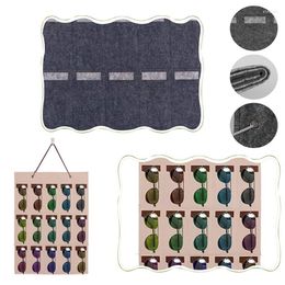 Jewelry Pouches 15Slots Felt Eyeglasses Stand Holder For Sunglasses Glasses Storage Display Hanging Bag Wall Pocket Box Organizer