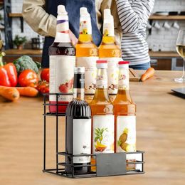 Kitchen Storage Syrup Bottle Holder Versatile Organiser 2 Tier Seasoning Rack Coffee Stand Shelf For Bottles Wine Dressing