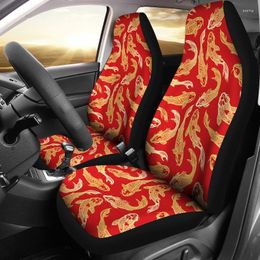 Car Seat Covers Red Gold Fish Oriental Asian Pair 2 Front Protector Accessories