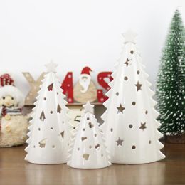 Candle Holders Nordic Ceramic Christmas Tree Decoration Hollow Holder Living Room Porch Style Home Modern Crafts Exquisite Decor