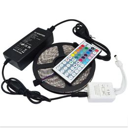 5M Led Strip 5050 SMD RGB Waterproof 300 LEDs Roll with 44 keys IR Remote with 12V 5A Power Adapter used directly251k