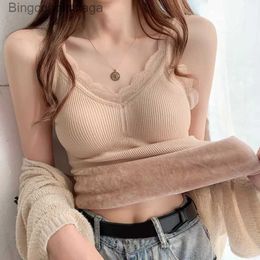 Women's Thermal Underwear Thermal Underwear Vest Thermo Lingerie Woman Winter Clothing Warm Top Inner Wear Thermo Shirt Undershirt Intimate LaceL231005