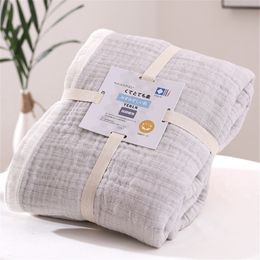 Blanket Summer 6 Layers Muslin Cotton Bedspread Blanket 150x200cm 200x230cm Soft Office Home Bedding Sleeping Quilt 230928