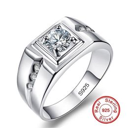 Classic 100% 925 Sterling Silver 6mm 1ct CZ Engagement Rings For lover's Men Wedding Rings Simulated Platinum Diamond size 7-309W