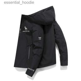 Men's Down Parkas HAZZYS Men's Spring and Autumn New Zipper Jacket Spring and Autumn Leisure Work Jacket Fashion Outdoor Sports Adventure Jacket L231005