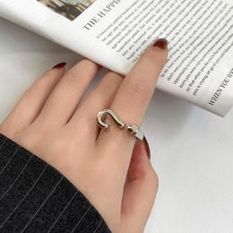 Cluster Rings Silver Color Trend Vintage Elegant Irregular Question Mark Exclamatory Adjustable For Women Fine Party Jewelry