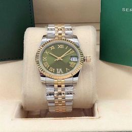 High quality gold fashion ladies dress watch 31mm date sapphire automatic mechanical watches stainless steel bracelet womens water338o