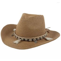 Wide Brim Hats Tassels Cowgirl Summer Straw Hat Women Men Western Cowboy Trendy Sun Beach Cap LL